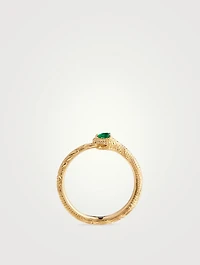 Ouroboros 18K Gold Ring With Emerald