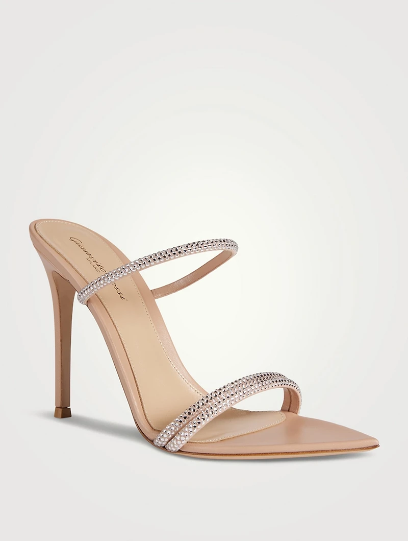 Cannes Embellished Leather Mules