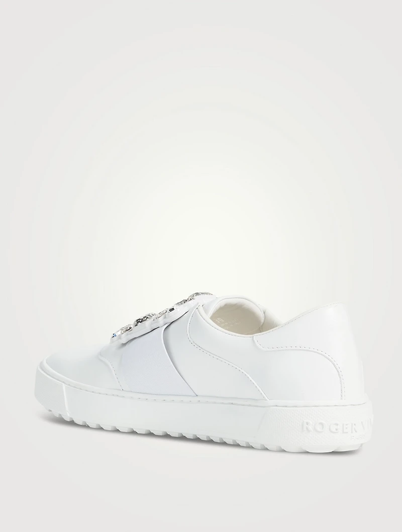 Very Vivier Strass Buckle Leather Sneakers