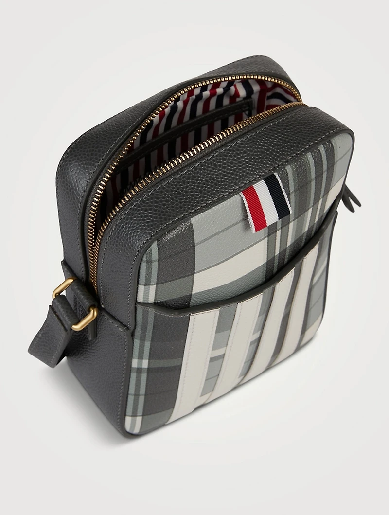 Leather Madras Vertical Camera Bag