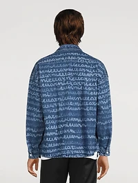 Cotton Denim Shirt Logo Print