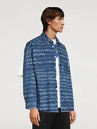Cotton Denim Shirt Logo Print