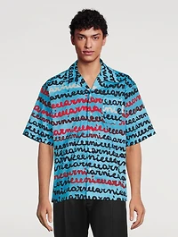 Cotton Bowling Shirt Logo Print