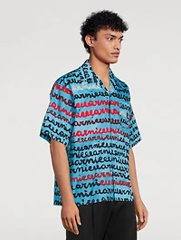 Cotton Bowling Shirt Logo Print