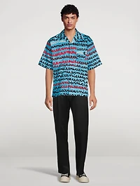 Cotton Bowling Shirt Logo Print