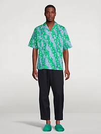 Poplin Bowling Shirt Flowers Print