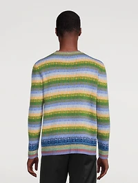 Wool Striped Sweater With Jacquard Logo