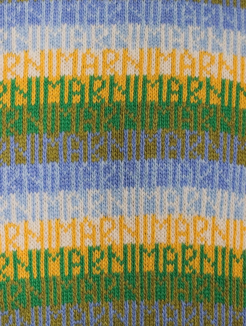 Wool Striped Sweater With Jacquard Logo