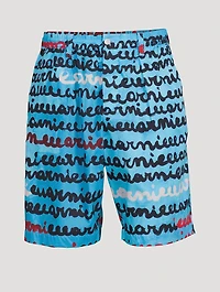 Cotton Poplin Shorts Logo Print