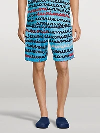 Cotton Poplin Shorts Logo Print