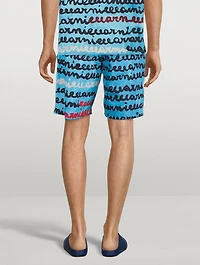 Cotton Poplin Shorts Logo Print