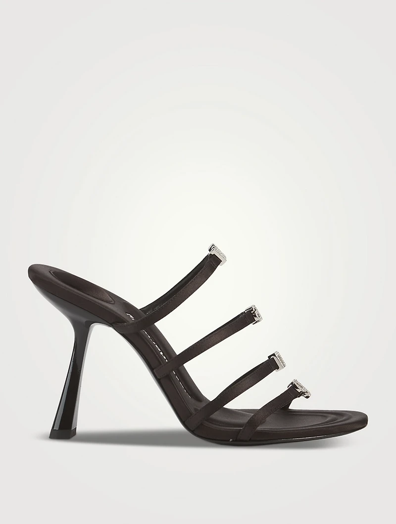 Nala Embellished Logo Satin Mules