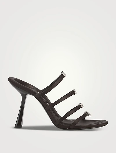 Nala Embellished Logo Satin Mules