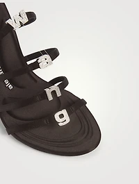 Nala Embellished Logo Satin Mules