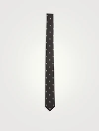Polka Dot Silk Tie With Skull