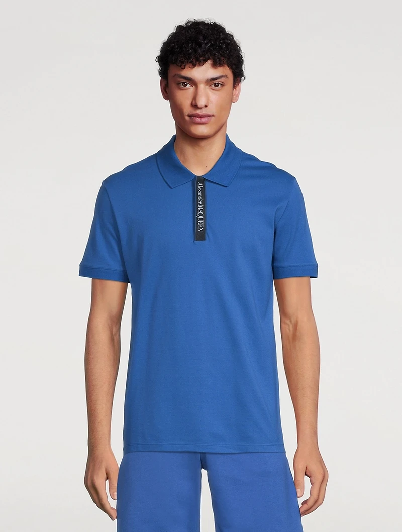Cotton Polo Shirt With Logo Tape