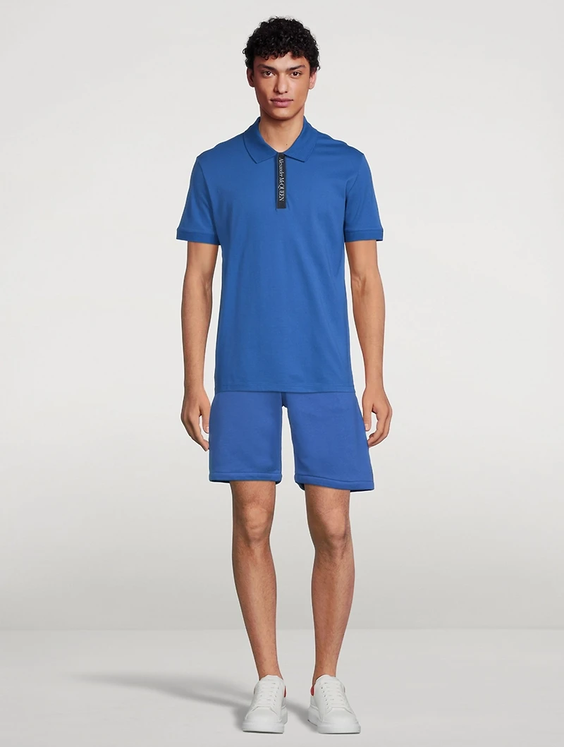 Cotton Polo Shirt With Logo Tape