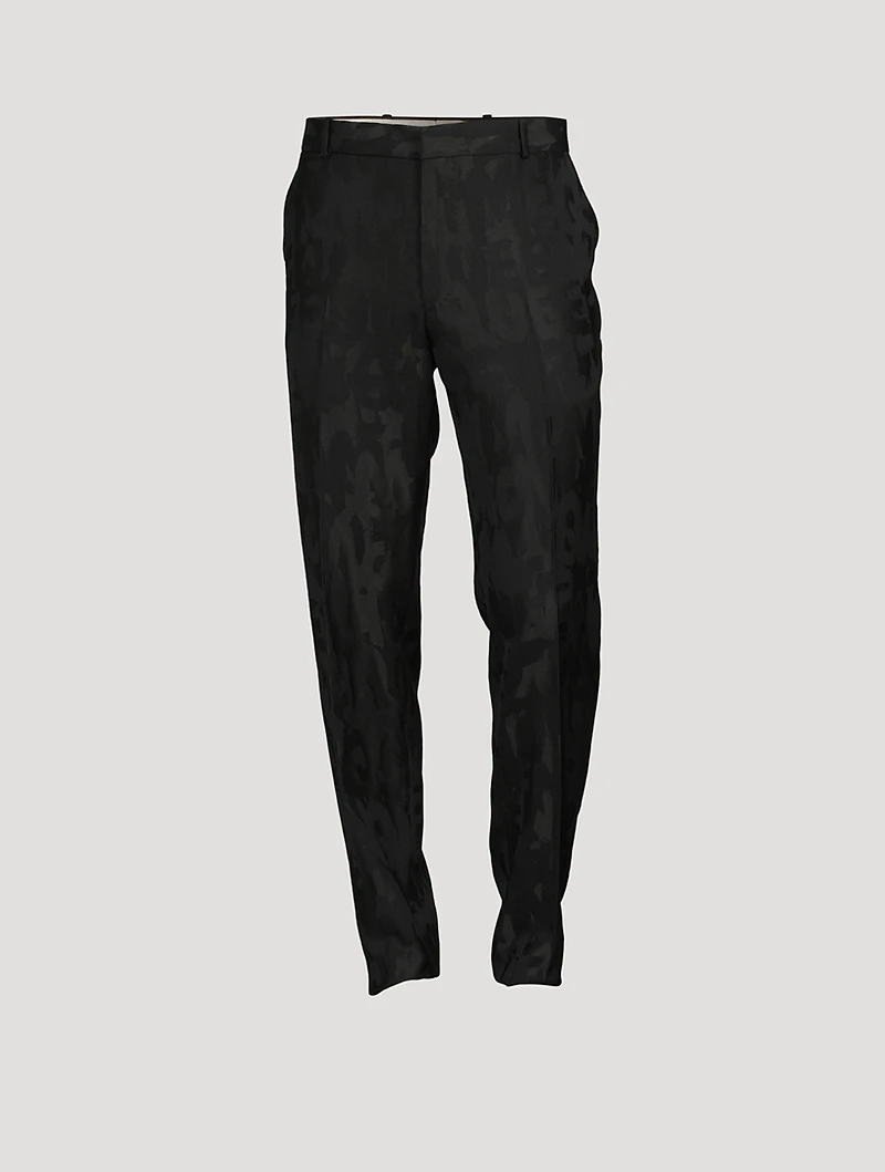 Wool-Blend Graffiti Jacquard Pants
