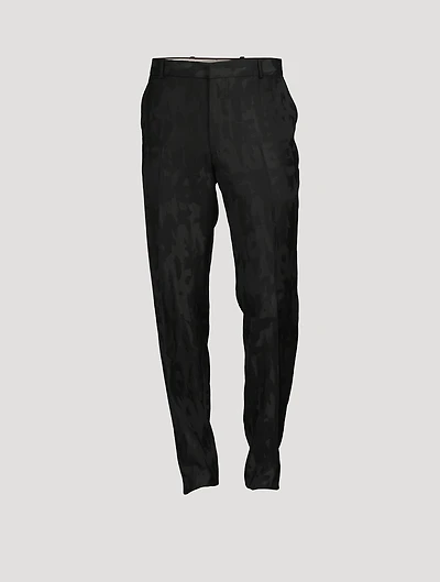 Wool-Blend Graffiti Jacquard Pants