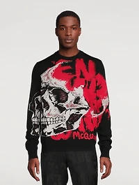 Wool-Blend Graffiti Jacquard Pants
