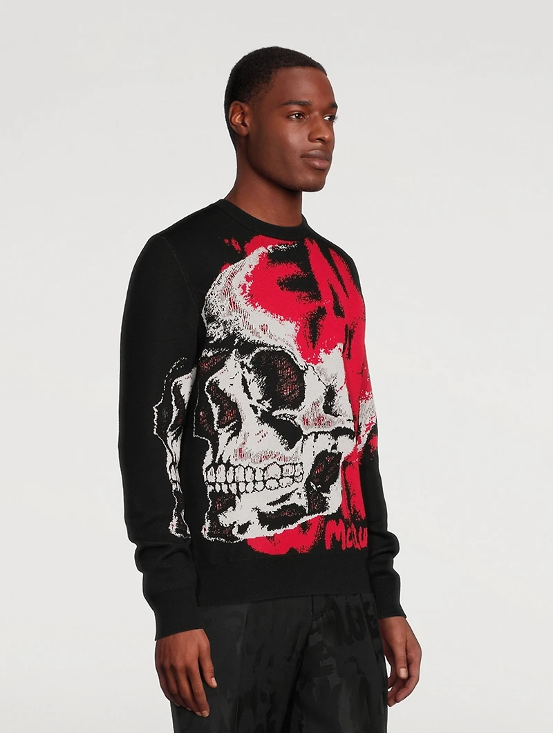 Wool-Blend Graffiti Jacquard Pants
