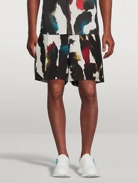 Watercolour Graffiti Printed Shorts