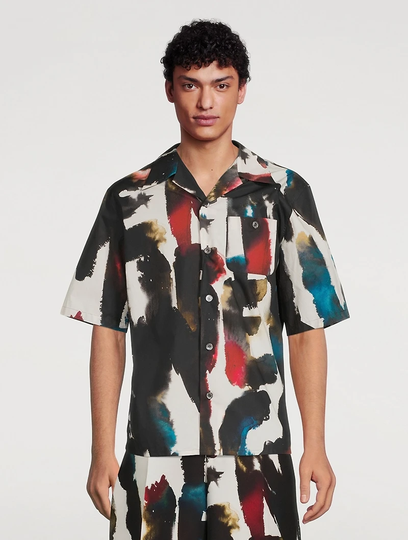 Short-Sleeve Shirt Watercolour Graffiti Print
