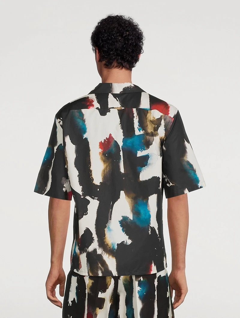 Short-Sleeve Shirt Watercolour Graffiti Print