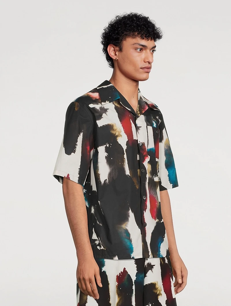 Short-Sleeve Shirt Watercolour Graffiti Print