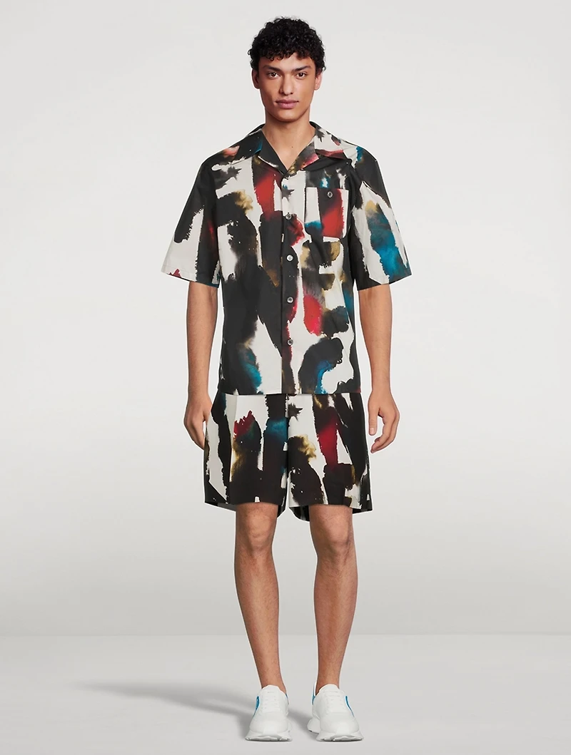 Short-Sleeve Shirt Watercolour Graffiti Print