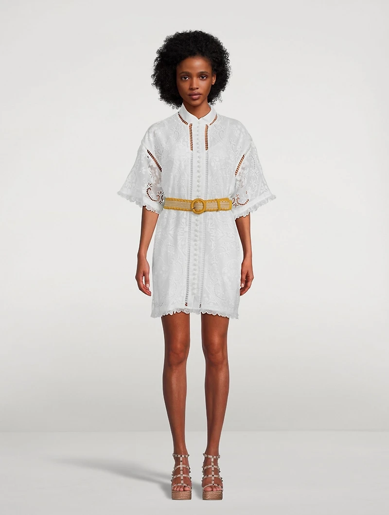 Laurel Belted Lace Shirt Dress