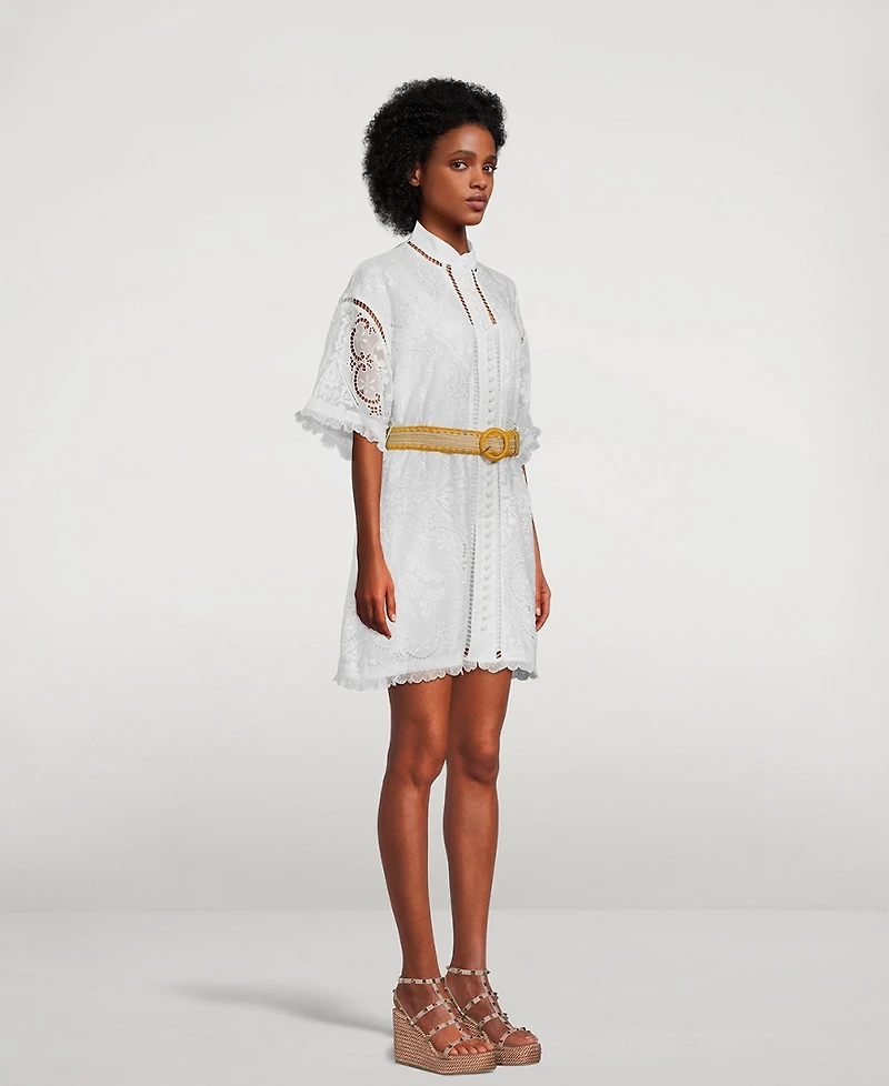 Laurel Belted Lace Shirt Dress