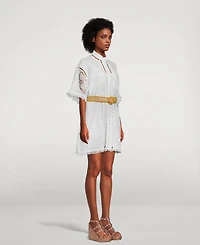 Laurel Belted Lace Shirt Dress