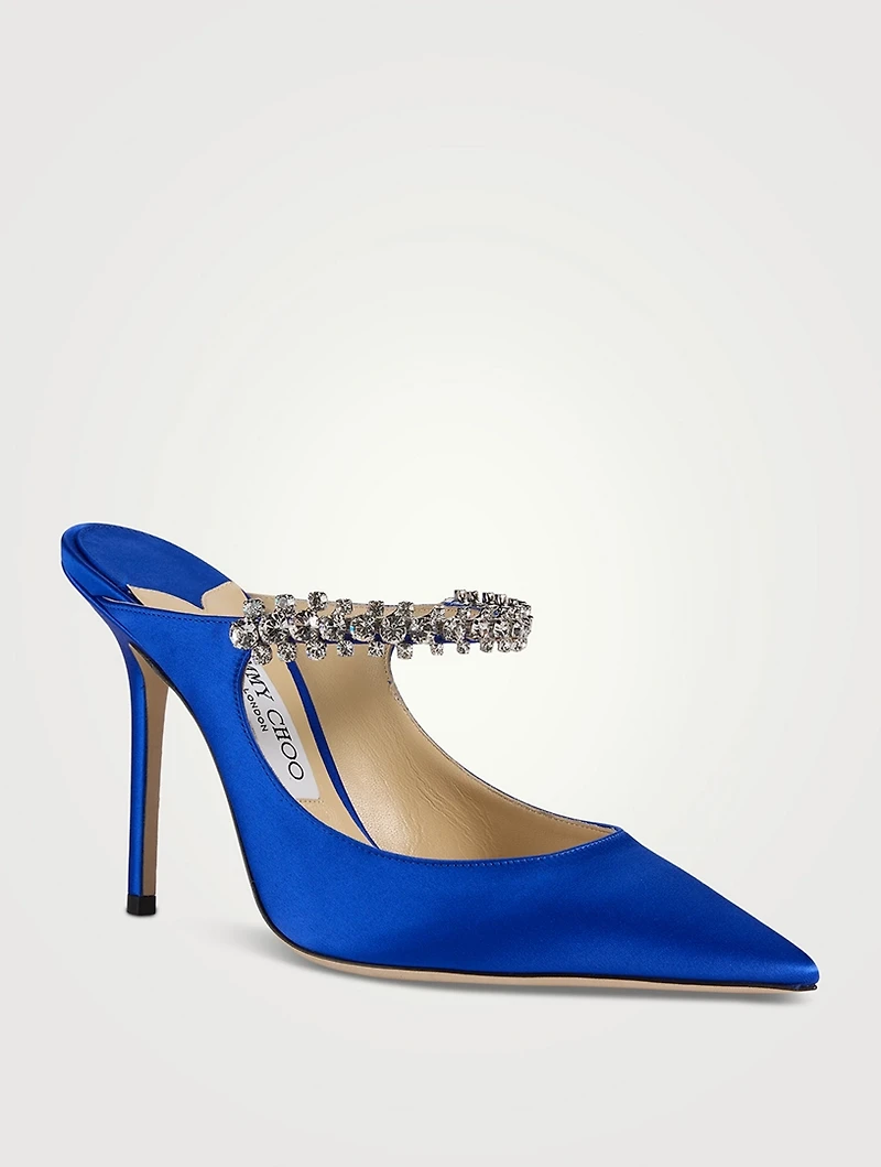 Bing 100 Satin Mules With Crystal Strap