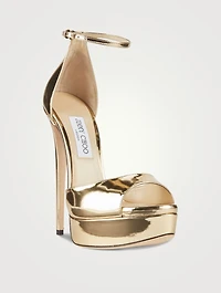 Max Metallic Leather Platform Sandals