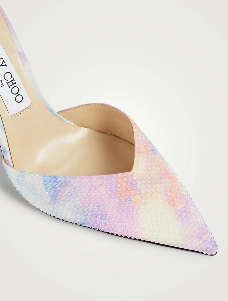 Saeda Satin Pumps With Crystal Ankle Strap