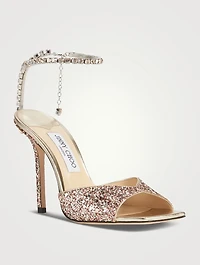 Saeda Glitter Pumps With Crystal Ankle Strap