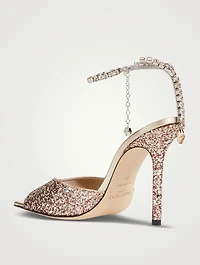 Saeda Glitter Pumps With Crystal Ankle Strap
