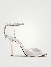 Saeda Glitter PVC Sandals With Crystal Ankle Strap