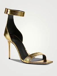 Uma Metallic Leather Ankle-Cuff Sandals