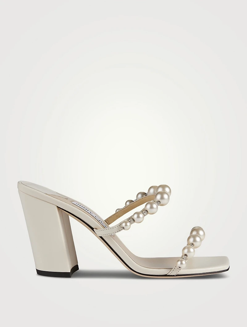 Amara Pearl-Embellished Leather Mules
