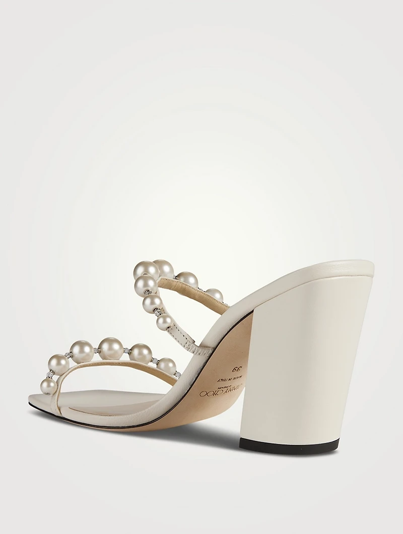 Amara Pearl-Embellished Leather Mules
