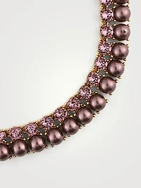 Crystal And Faux Pearl Choker Necklace