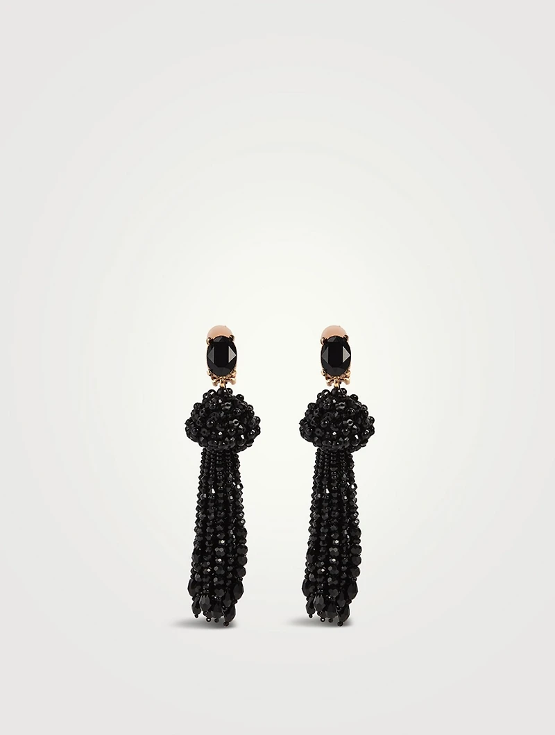 Beaded Tassel Clip-On Earrings