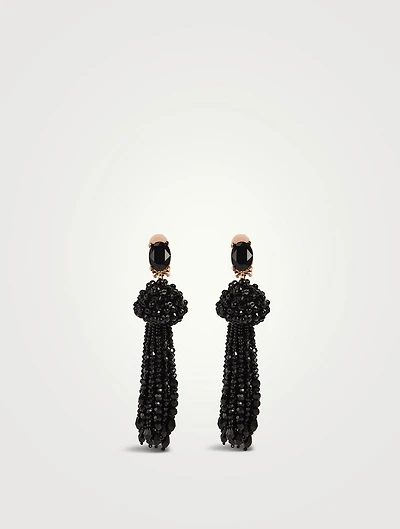 Beaded Tassel Clip-On Earrings