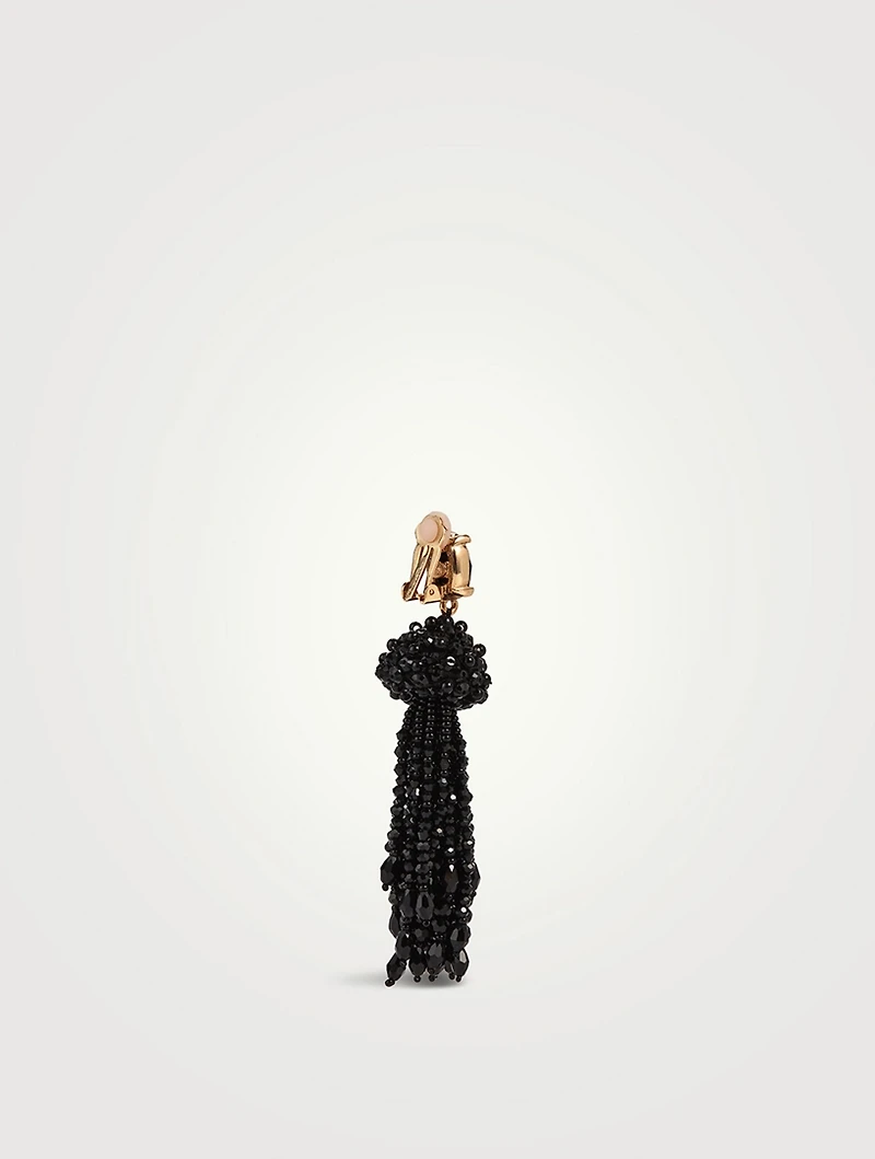 Beaded Tassel Clip-On Earrings