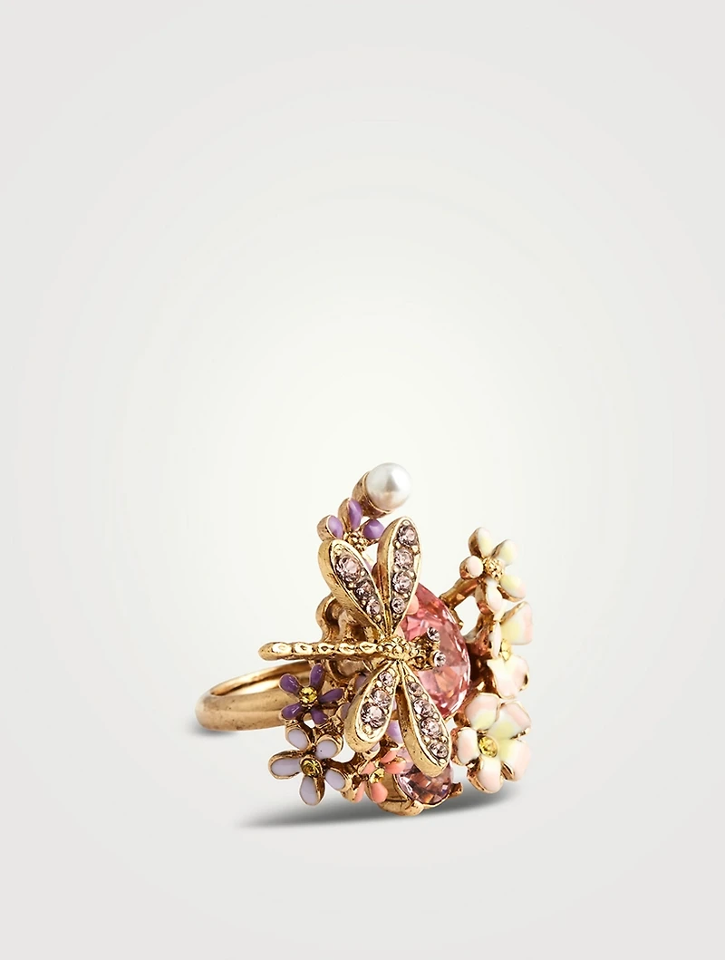 Mini Enameled Pond Flower Ring