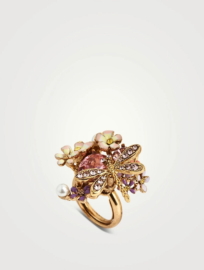 Mini Enameled Pond Flower Ring