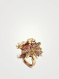 Mini Enameled Pond Flower Ring