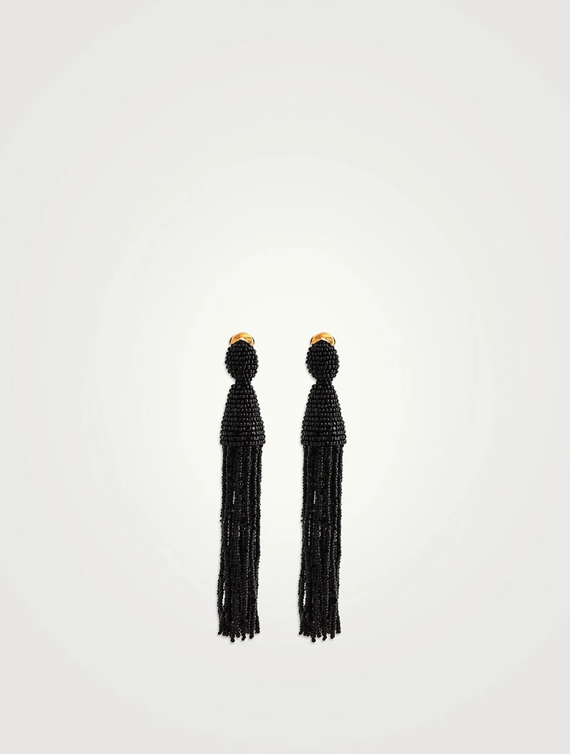 Beaded Tassel Clip-On Earrings